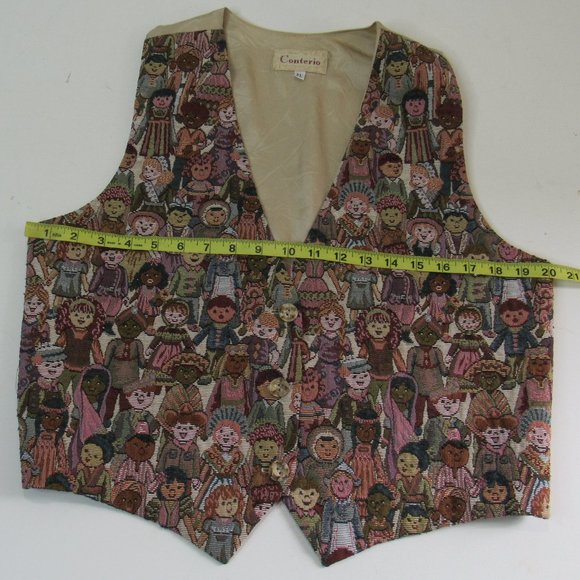 Vintage Conterio Women's Tapestry Vest CHILDREN OF THE WORLD Size XL - Picture 6 of 7